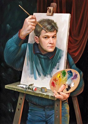 Auto-portrait d'Oleg Shuplak, peintre en Ukraine.  JPEG - 37.1 ko