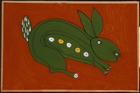 Peinture du lièvre "à oreilles de lapin" du Sénégal, qui a inspiré le conte très populaire "Les aventures de Leuk"  JPEG - 15.2 ko