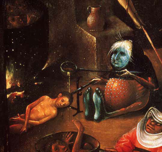 Détail du tryptique, huile sur bois, de Hieronymus Bosch.  JPEG - 48.3 ko